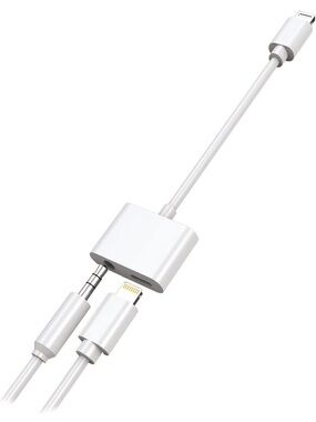 Apple MFi Certified 2-in-1 Lightning to 3.5mm Headphone Jack Adapter charger new